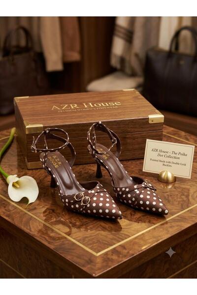 AZR Pointed Patterned Shoes with Buckle Detail and Heels