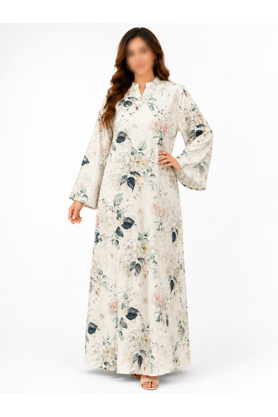 THOGUE Women's Classic Floral Patterned Elegant Detailed Flared Sleeve Robe