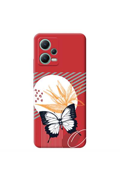 Other Xiaomi Redmi Note 12 Pro 5G Butterfly Lines Red Colored Silicone TPU Θήκη