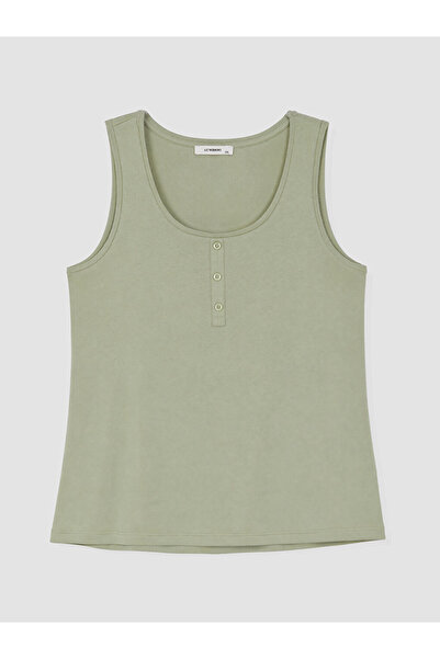 LC Waikiki Lcwaikiki Curve Green Large Size 100% Cotton Women's Undershirt