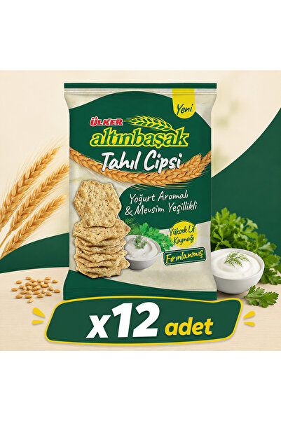 Ülker Altınbaşak Yoğurt Aromalı ve Mevsim Yeşillikli Tahıl Cipsi (50 g) x12 adet