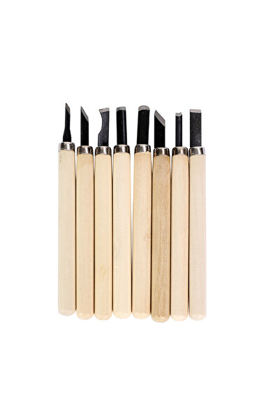 Lawazim 8-Piece Wood Carving Tool Set with Wooden Handles for Sculpting and D...