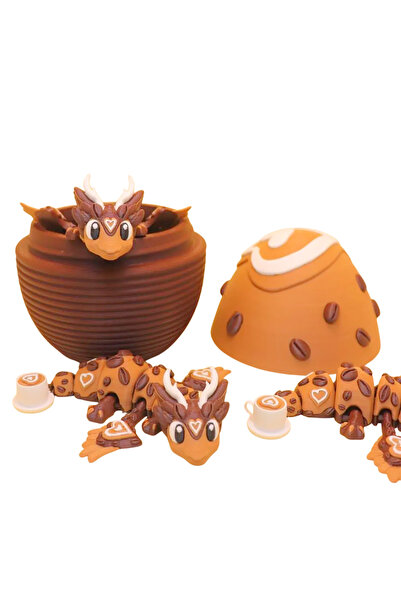 Eva Prints Set Ou Dragon Latte cu Mini Dragon Articulat – Figurina Printata 3...
