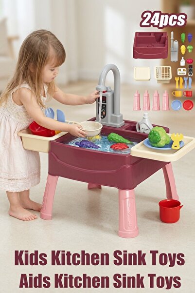 Generic 1 Set Abs Running Water Play Sink Set Electric Faucet Kitchen Role Pl...
