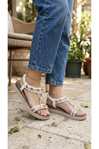 PUNTO 358170 Stone Beaded Sandals with Elastic Back