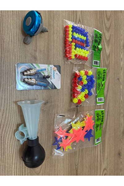 BATTON Bisiklet aksesuar 6 lı set ( jant süsleri , korna ,zil , sibop ışığı 2...