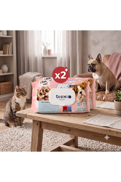 Bioxi Kedi ve Köpekler İçin Pratik Temizleme Islak Mendili x 2li
