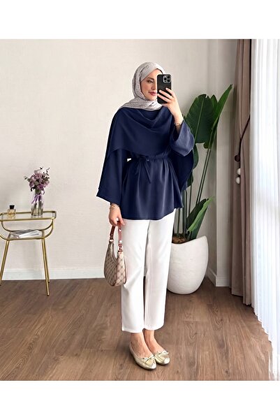 Trend Paris Pelerin Yaka Bluz Lacivert