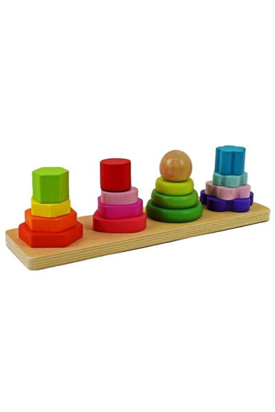 OEM Jucarie educativa piramida Maksik, puzzle de stivuit, din lemn, pentru co...