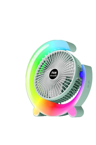 OEM Ventilator portabil cu LED RGB, USB, 3 trepte de viteză, 5 moduri de ilum...