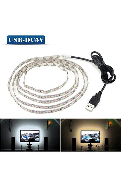 LEDONLİNE 4 Metre Tv Arkası Aydınlatma 5v Usb Şerit Led Işık Beyaz Renk