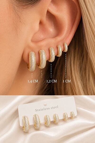 Vitastyle Gold Color, 3 Different Sizes, Stone-Detail Ring Model, 6-Piece Ste...