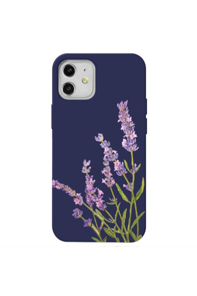 Other Apple iPhone 12 Flowers 8 Dark blue Colored Silicone TPU Θήκη
