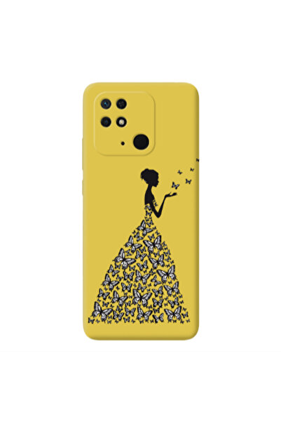 Other Xiaomi Redmi 10C Butterfly Girl Yellow Colored Silicone TPU Θήκη