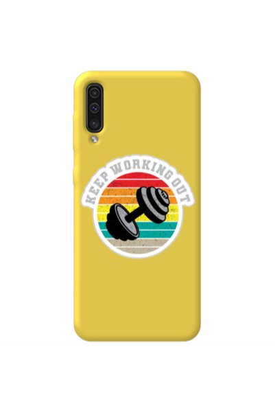 Other Samsung A70 Keep working out Yellow Colored Silicone TPU Θήκη