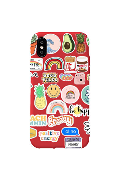 Other Apple iPhone Xs Max Good vibes Red Colored Silicone TPU Θήκη