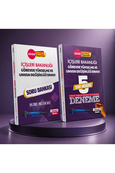 MemurSınav 2026 İÇİŞLERİ BAKANNLIĞI ŞUBE MÜDÜRÜ 2'Lİ SET (SORU BANKASI + DENEME)