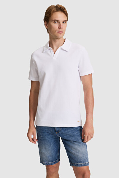 U.S. Polo Assn. Men's White Regular Fit Polo Neck T-Shirt 50326991-Vr013