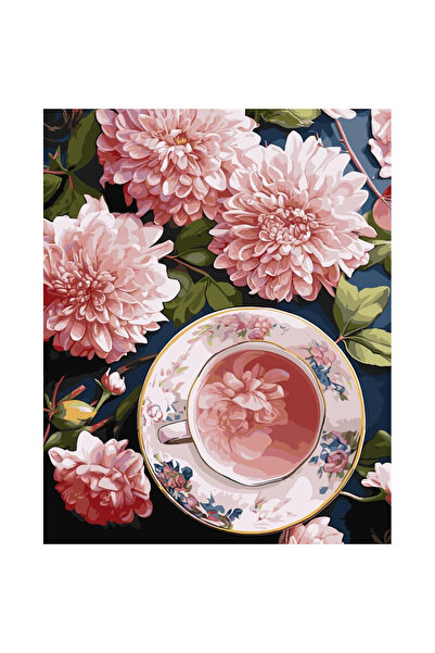 ideyka Set pictura pe numere Ideyka, dalie roz, panza 40x50cm, multicolor