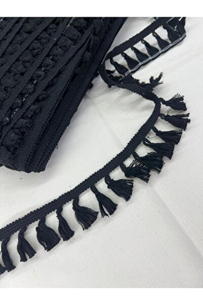 KAYA ARNİCA TEKSTİL Striped Black Cotton Fringe 3 Meters
