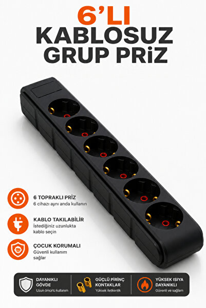 Alıç 6'lı Grup Priz Kasa 340 mm Dayanıklı Elektrik Prizi Gövdesi Ev Ofis Atöl...