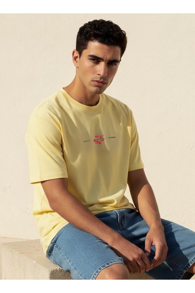 FAV Men Regular Fit Crew Neck Short Sleeves Graphic Print T-shirt