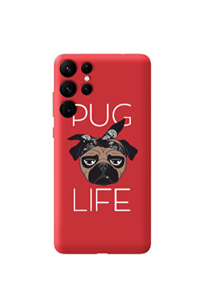 Other Samsung S22 Ultra Pug Life Red Colored Silicone TPU Θήκη