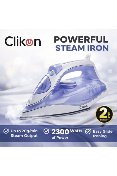 CLIKON 2300W Powerful Steam Iron with Ceramic Soleplate