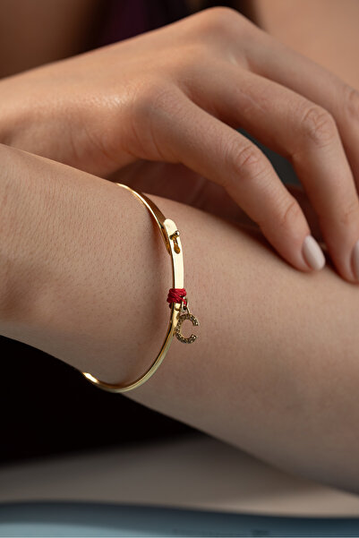 beonejewelry 925 Ayar Gümüş Harf Sallantılı Kelepçe Bileklik