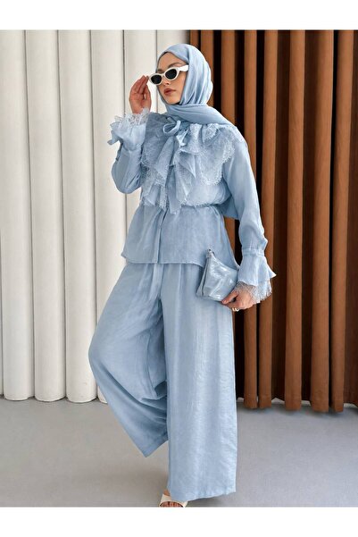 Rose Design Boutique YUKE DANTEL DETAYLI ŞIK TESETTÜR ALT ÜST İKİLİ TAKIM