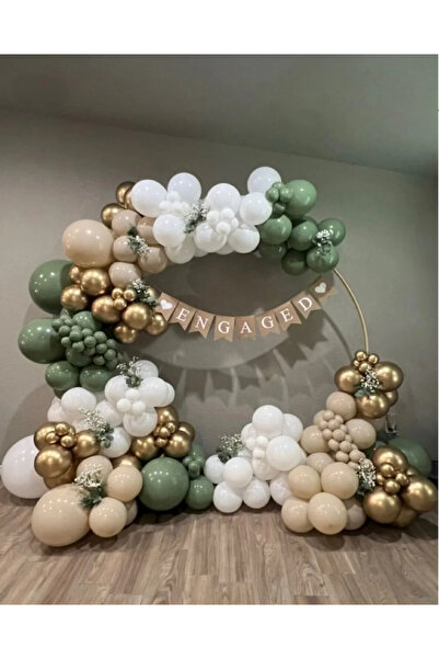 Empressco Chrome Gold, White, Mold Green, Sand Beige 100-Piece Balloon Set