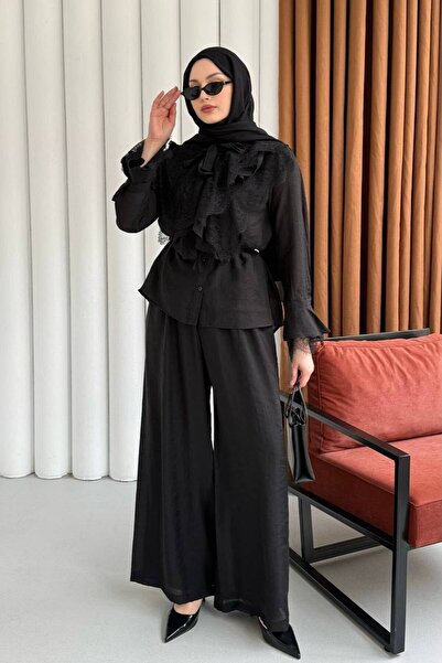Rose Design Boutique YUKE DANTEL DETAYLI ŞIK TESETTÜR ALT ÜST İKİLİ TAKIM