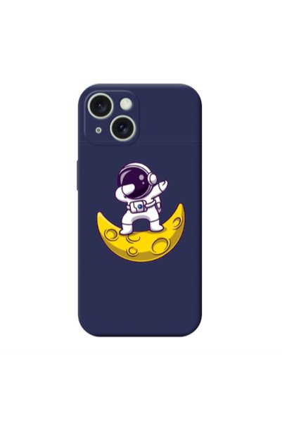 Other Apple iPhone 15 Plus Astronaut on the moon Dark blue Colored Silicone T...
