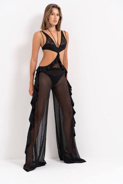 Kikiriki Dantelli Cut Out Fırfırlı Tasarım Bluz Bodysuit
