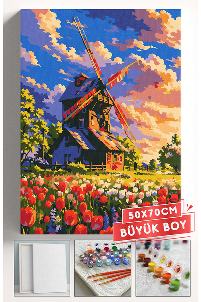 Akihabara Sayılarla Boyama Hobi Seti Çerçeveli Numaralı Tuval Fırça Boya Dahi...