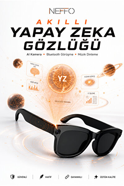 NEFFO Akıllı Yapay Zeka Kameralı Gözlük Bluetooth Telefon Görüşmesi Müzik Din...