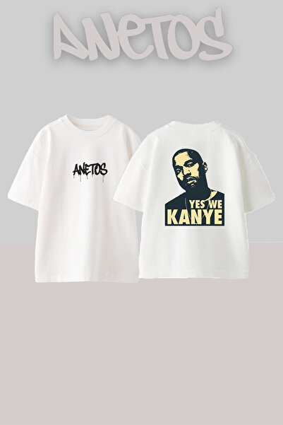 Anetos Kanye West_23 Design Printed Unisex Oversize White Tshirt