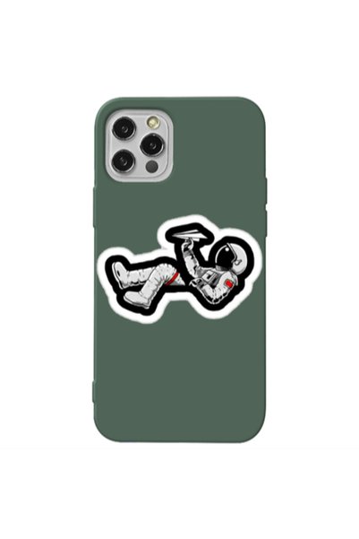 Other Apple iPhone 13 Pro Astronaut flies a plane Dark Green Colored Silicone...