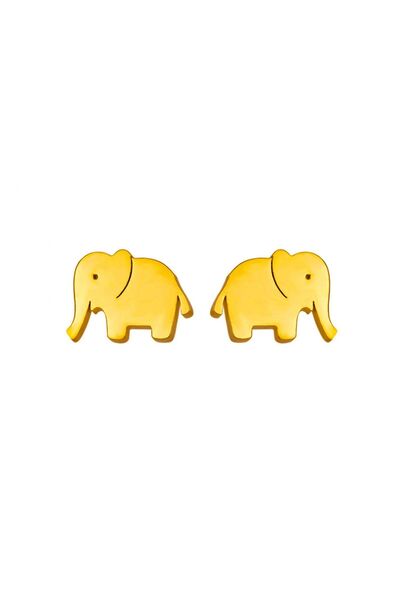 IMMACULATI Elefant - cercei tip știft din oțel inoxidabil, placați cu aur de ...