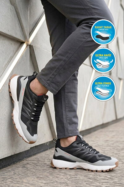 WALKWAY Black-White Non-Slip Sole Men's Sports Shoes Upp Sala 2105 m