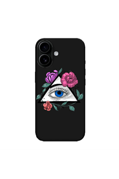 Other Apple Iphone 16 plus Eye and flower Black Colored Silicone TPU Θήκη