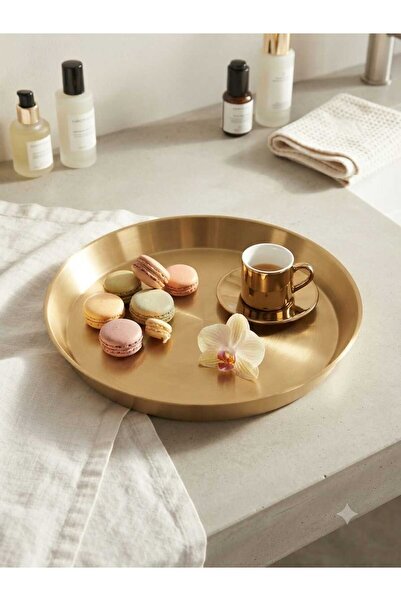 LOVYCO Modern Gold Decorative Tray - Stylish Presentation and Desktop Accesso...