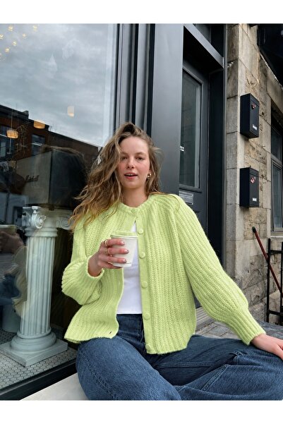 Elysira Cardigan tricotat de bază, italian, moale, pentru femei