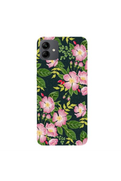 Other Samsung A04 Pink flowers green laves Transparent Silicone TPU Θήκη