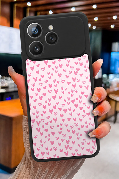 TECNO Spark 40 Uyumlu Pembe Kalp Serpintisi Desenli Parlak Baskılı Kamera Kor...