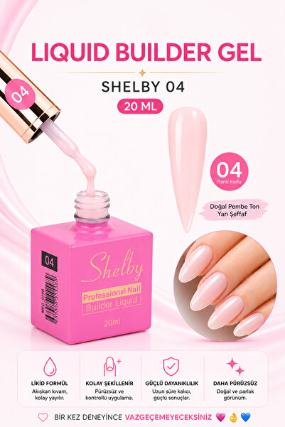 SHELBY Açık Pembe Liquid Builder Gel 20 ml TPO Free UV/LED Profesyonel Sıvı B...