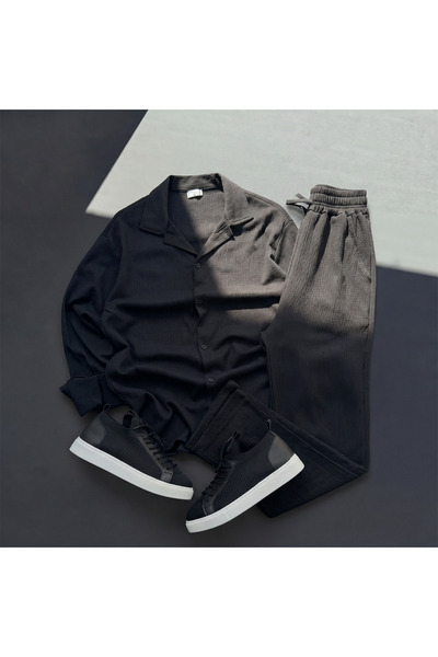 blucombin Men's Bürümcük Seasonal Shirt and Baggy Pants Set 2-Piece Wide Cut