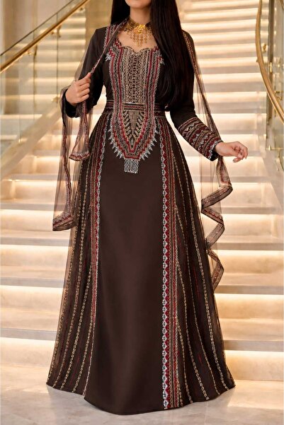 SAMEERAH STYLE Women's Traditional Embroidered Jalabiya with Shawl