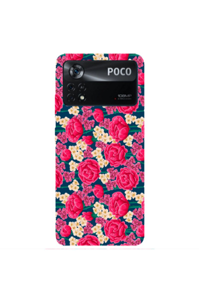 Other Xiaomi Poco X4 Pro Red and pink Flowers Transparent Silicone TPU Θήκη