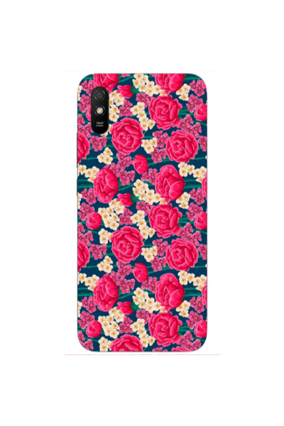 Other Xiaomi Redmi 9A Red and pink Flowers Transparent Silicone TPU Θήκη
